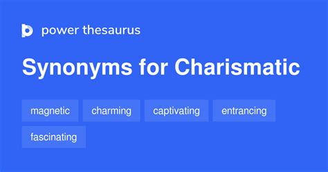 Synonyms for charismatic. CHARISMATIC definition: 1. used to describe a person who has charisma: 2. belonging or relating to various groups within…. Learn more. 