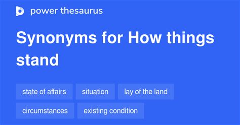 Synonyms for how things stand List of synonyms