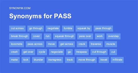 Synonyms for pass. Things To Know About Synonyms for pass. 
