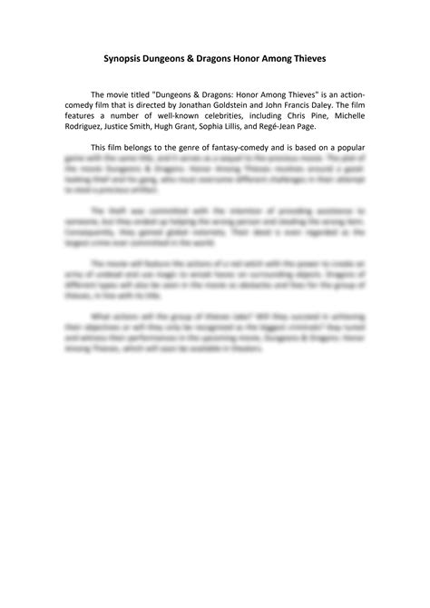 Synopsis Dungeons & Dragons: Honor Among Thieves (2023)