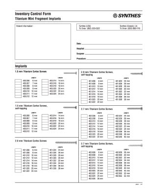 Synthes Mini Frag Inventory Fill Out and Sign Printable PDF Template