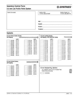 How to fill out and drawing Synthes pelvic implant set inventor
