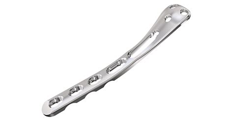 The LCP Distal Tibia Plate is part of the Synthes LCP Sys - tem that merges locking screw technology with conven - tional plating techniques. The plate is offered in stainless steel and titanium and fea-tures a limited-contact shaft profile, Combi holes in the shaft, and locking screw holes in the head. The Combi