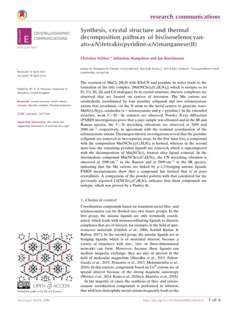 Synthesis, Crystal Structure and Thermal Decomposition of a New ...