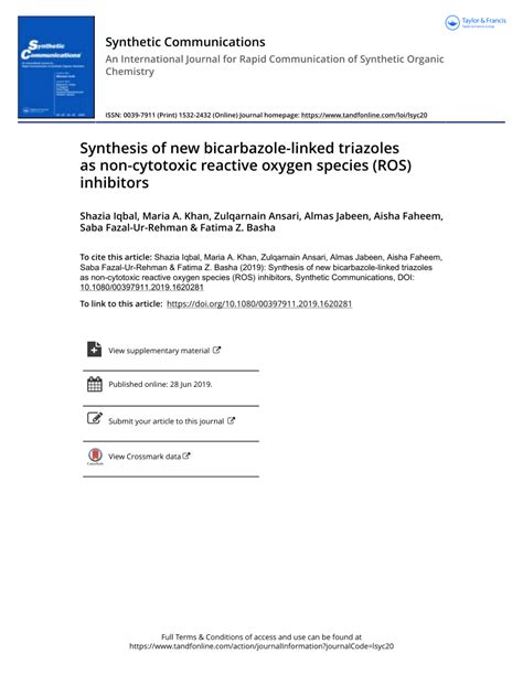 Synthesis of new bicarbazole-linked triazoles as non-cytotoxic …