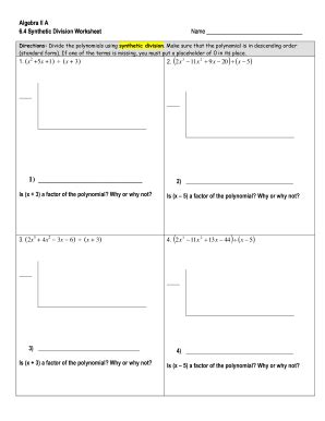 Synthetic Division Worksheet Answer Key Pdf Fill and Sign Printable