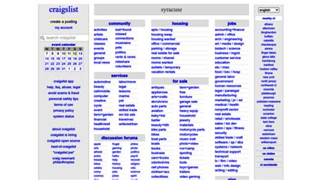 Syr craigslist jobs. craigslist provides local classifieds and forums for jobs, housing, for sale, services, local community, and events 