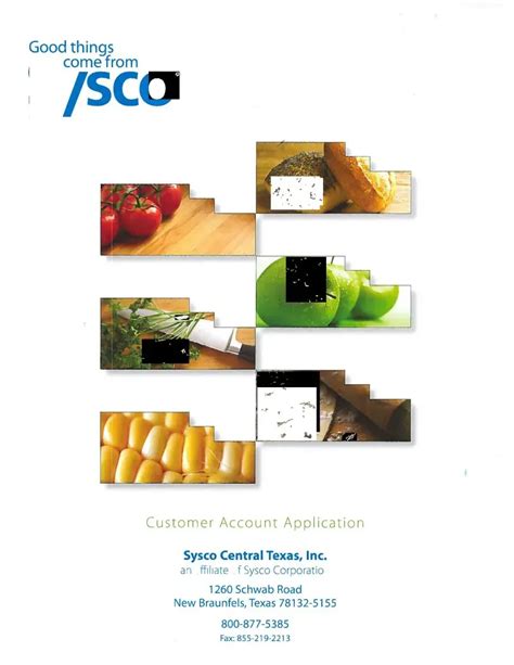 Sysco Customer Account Application PDF Form - FormsPal