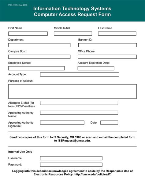 System Access Request Form Template HQ Printable Documents