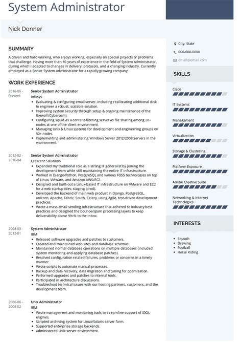 System Administrator Resume Samples and Templates VisualCV