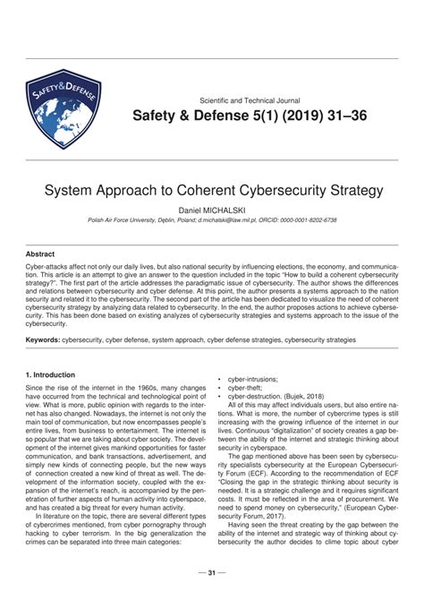 System Approach to Coherent Cybersecurity Strategy