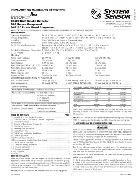 System Sensor D4120, D4P120, D4S User Manual