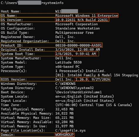 Systeminfo command. dlls may cause some commands not to work properly,...