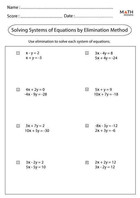 Systems Of Equations Equal Values Method Worksheet Equations Worksheets