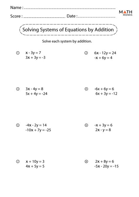 Systems Of Equations Practice Worksheet
