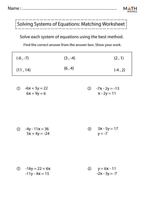 Systems of Equations Worksheets - Math Worksheets