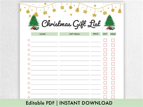 Télécharger Gratuit Printable Christmas Shopping List