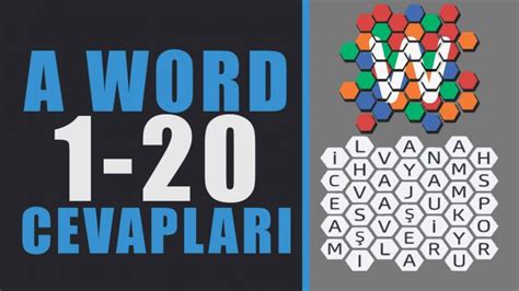 Tüm A Word Cevapları için Tıklayın! Yeni Başlayan- A Word 1-20 Cevapları A Word 1 Hayvan :Deve A Word 2 Sebze :Turp A Word 3 Meyve :Ayva A Word 4 Hastalık :Grip A Word 5 Giysi :Etek A Word 6 Kar Fırtınası :Tipi A Word 7 Şehir :Bolu A Word 8 Ülke :GineA Word Kelime Oyunu 1'den 1800'e tüm cevapları güncel olarak bu sayfada! Aword bütün cevapları için hemen tıkla! A Word, Apps Bilgi Teknolojileri tarafından Google Play ve App Store'da sunulmuş eğlenceli ve en popüler mobil kelime oyunlarından biridir.