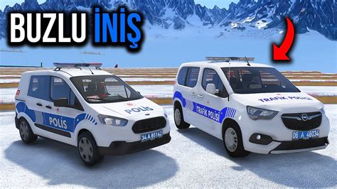 Türk Polis Arabaları Buzlu İniş Parkurunda Örümcek Abi.