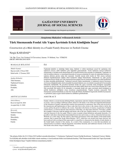 Türk Sinemasında Feodal Aile Yapısı İçerisinde Erkek Kimliğinin İnşası.
