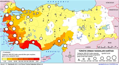 Türkiye''de yangın haritası