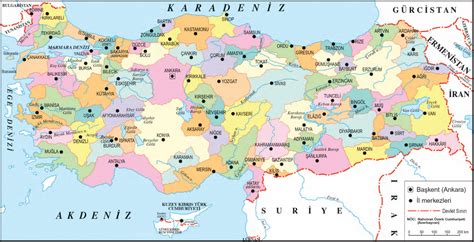 Türkiye haritası illerle birlikte