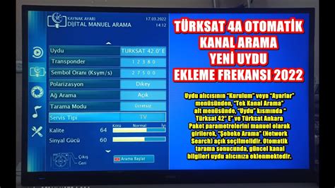 Türksat otomatik arama frekansı 4a