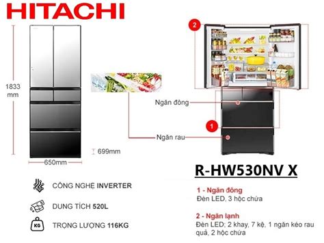 Tủ Lạnh Hitachi Inverter 520 Lít R-HW530NV X - Mua Sắm Điện ...