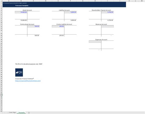 T Accounts Excel Template Collection