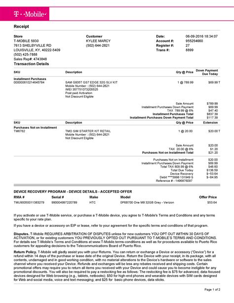 T Mobile Phone Bill Template