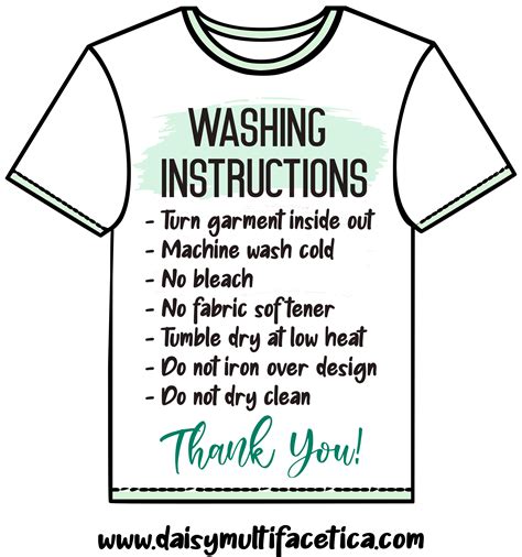 T Shirt Care Instructions Printable File