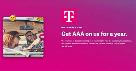 Existing AAA members must remain a T-Mobile customer in good standing through their registered AAA membership next renewal date in order for their registered next renewal to be paid by T-Mobile. Limit 1 per AAA Member household and T-Mobile account. Membership automatically renews at up $83/year after year On Us. 