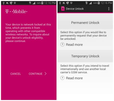 Temporary Unlock lasts for 30 days and allows you to use a SIM card from a foreign country when abroad. To choose this option, you need to have a mobile data connection. Permanent Unlock allows your phone to use a SIM card from a different carrier. Choose a device unlock type. The device requests and completes the unlock.