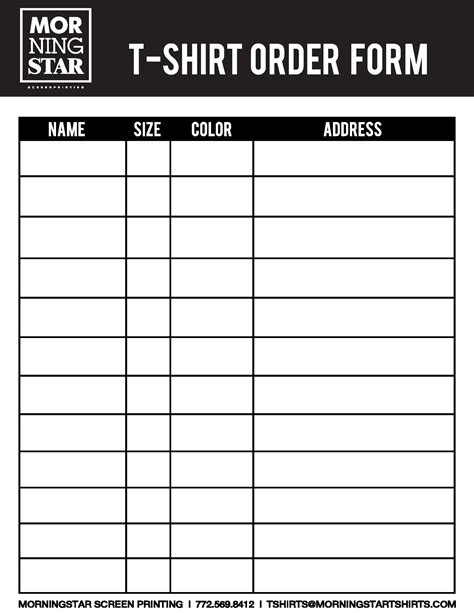 T shirt order_form