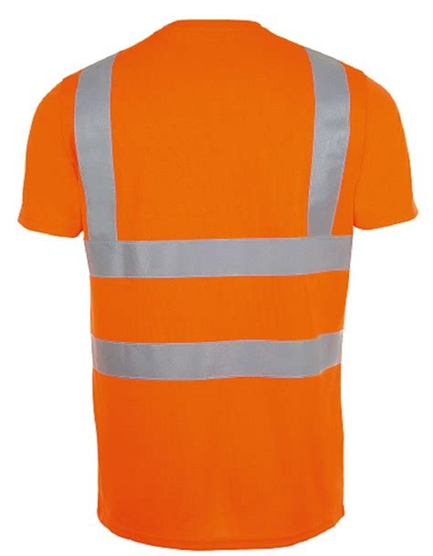 T-shirt orange fluo bandes haute visibilité pour chantier, voirie