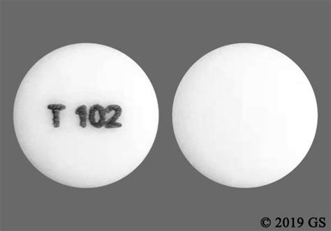 Pill with imprint T 102 is White, Round and has been identified as Amlodipine Besylate 10 mg. It is supplied by Exelan Pharmaceuticals, Inc. Amlodipine is used in the treatment of High Blood Pressure; Coronary Artery Disease; Angina and belongs to the drug class calcium channel blocking agents . Risk cannot be ruled out during pregnancy. . 