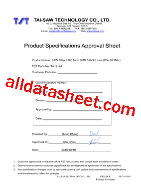 TA1951A Datasheet(PDF) - TAI-SAW TECHNOLOGY CO., LTD.