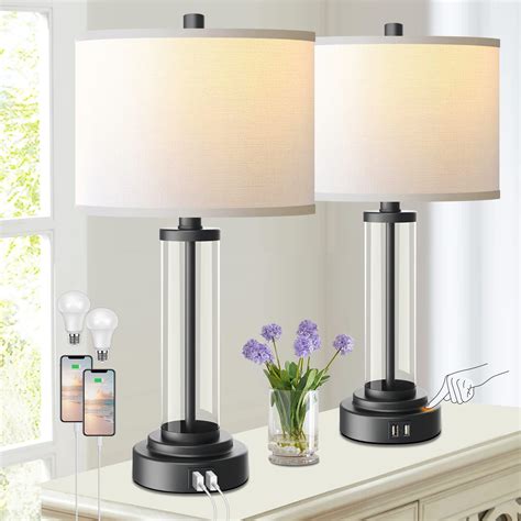 Table Lamps Set of 2 with Touch Control, 3-Way Dimmable Modern … - balustradellc