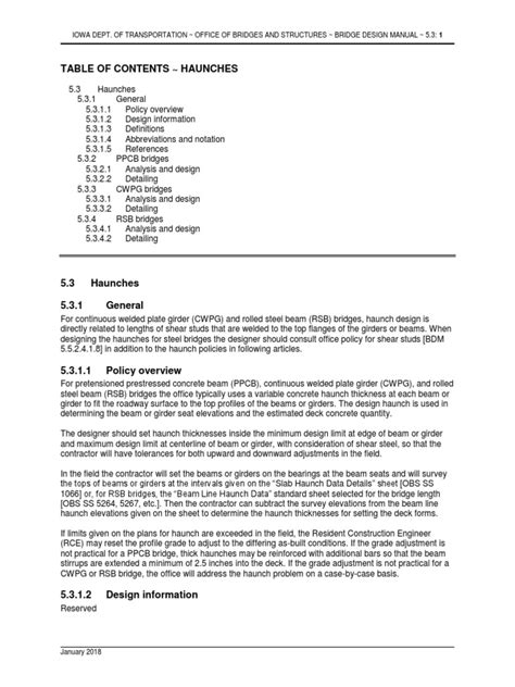 TABLE OF CONTENTS ~ HAUNCHES - Iowa Department of …