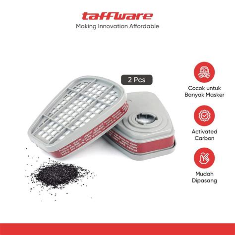TaffGuard 2pcs Cartridge Filter Masker Gas Respirator Carbon - 6200 - balustradellc