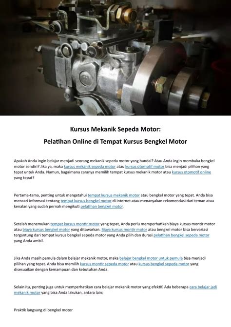 Tag:kursus mekanik motor - Otomotor Academy Yogyakarta - balustradellc
