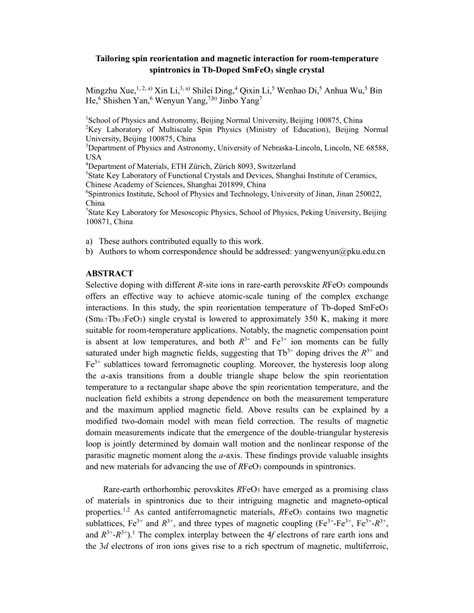 Tailoring spin reorientation and magnetic interaction for room ... - wintechmobiles.com