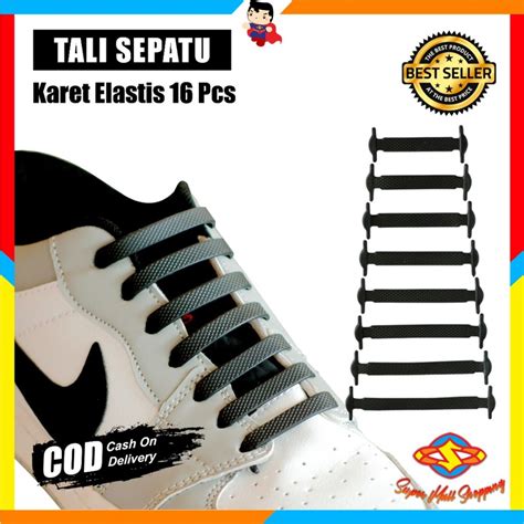 TALI SEPATU PREMIUM KARET ELASTIS LAZY LACES shoes shoe Black Hitam ... - balustradellc