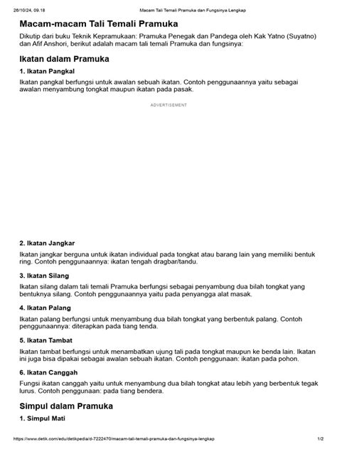 Tali Temali Pramuka dan Fungsinya | PDF - Scribd - balustradellc