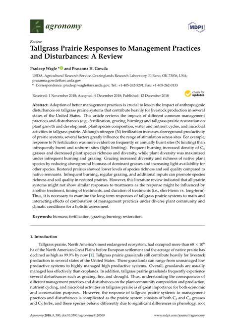 Tallgrass Prairie Responses to Management Practices and ... - MDPI - raincitystudios.com