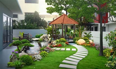 Taman Minimalis dengan Podocarpus dan Elemen Jepun - balustradellc