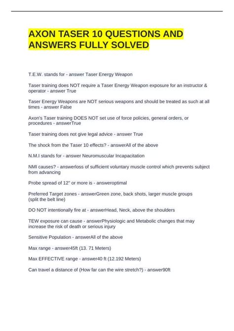 TASER AXON Questions and Answers