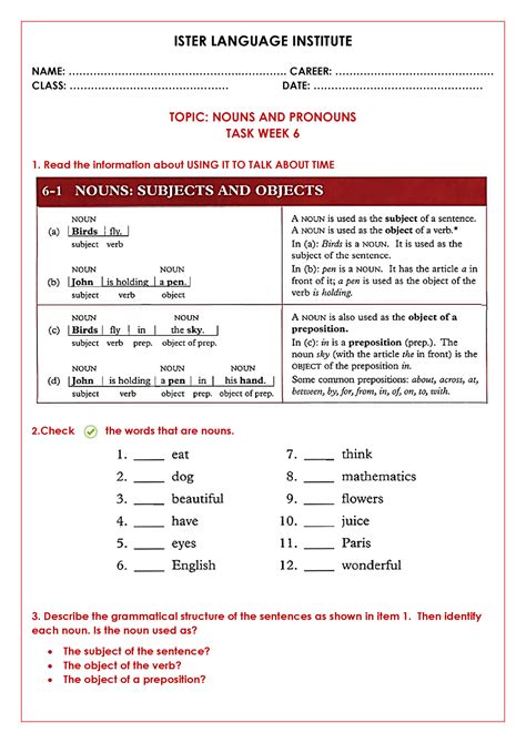 TASK WEEK 6 Nouns AND Pronouns - ISTER LANGUAGE …