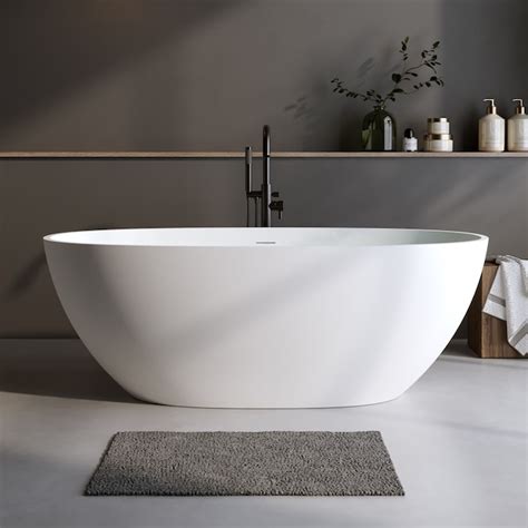 Tatayosi 61inch Freestanding Bathtub Resin Stone Soaking Bathtub … - balustradellc