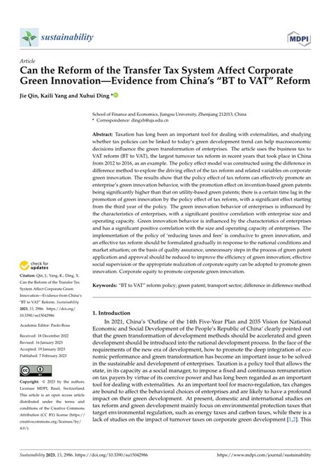 Tax policy reform and corporate innovation in China - balustradellc